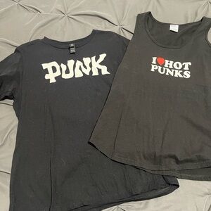 Black Punk Tank Top and T-Shirt Set